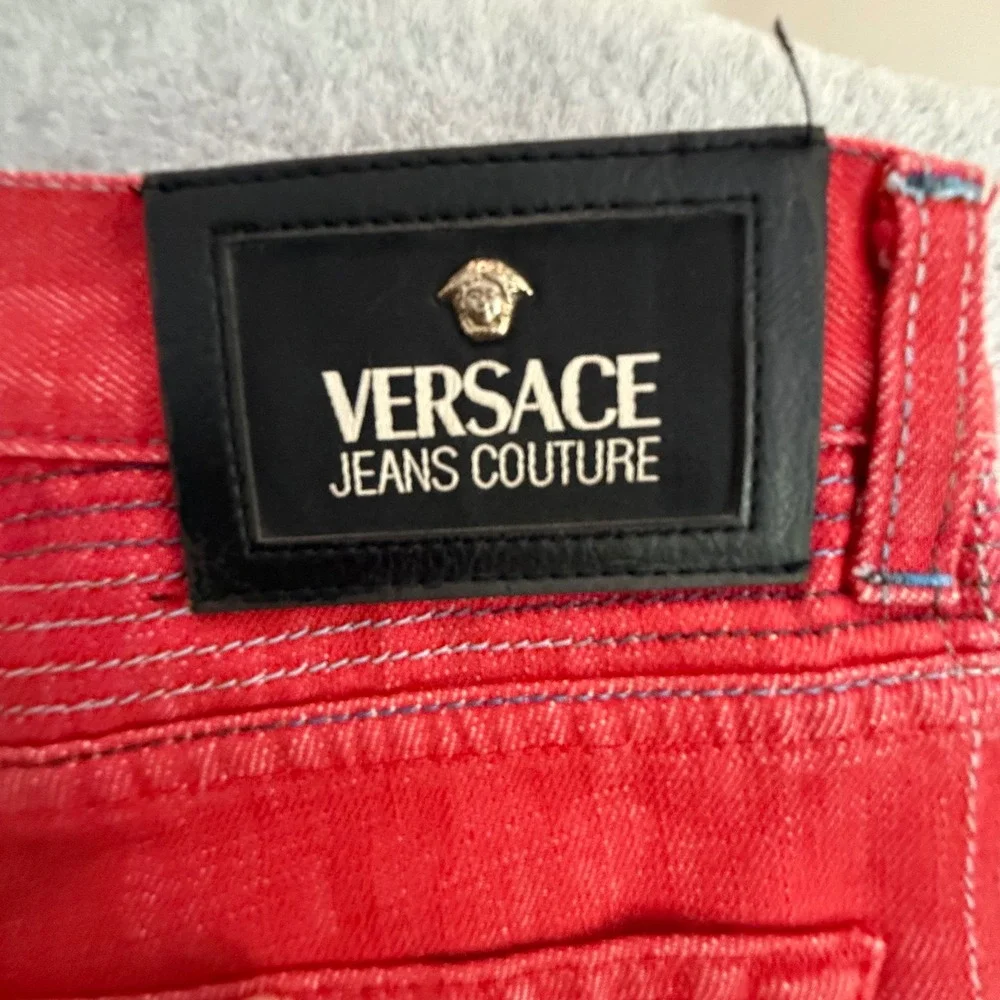 Versace Jeans Couture Mens Red Contrast Stitch Straight Leg Jeans IT 46 30x34